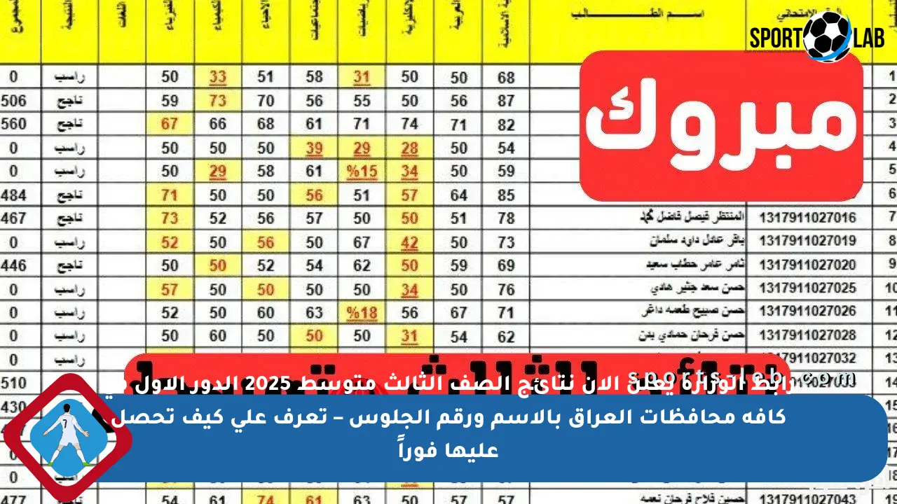 رابط الوزارة يعلن الآن نتائج الصف الثالث متوسط 2025 الدور الأول في كافة محافظات العراق بالاسم ورقم الجلوس – تعرف على كيف تحصل عليها فوراً